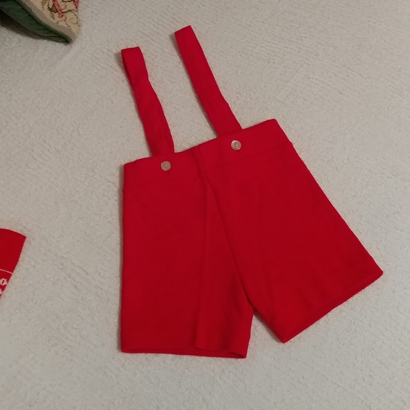 5/$20 SALE Red Creative Knits by Sternberg vintage suspenders 50s / 60s romper - Picture 7 of 13